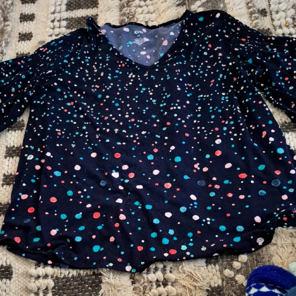 Evri Plus Size Navy Blue Bell Sleeved Top Shirt Blouse  OX
